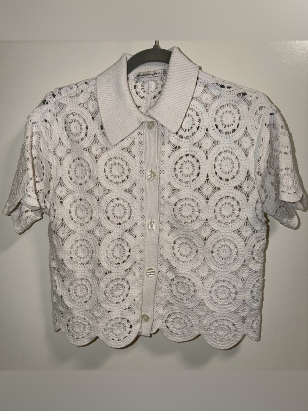 Abercrombie and Fitch - Crochet Knit Collared Button-Up Top